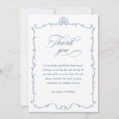 ビクトリアン華美フローラダスティー結婚ブルーの写真 サンキューカード (正面)