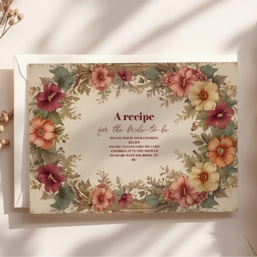 ビクトリアン華美フローラ枠ブライダルシャワー エンクロージャーカード