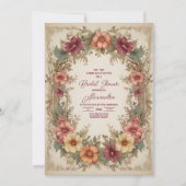 ビクトリアン華美フローラ枠ブライダルシャワー 招待状 (正面)