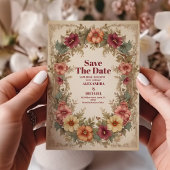 ビクトリアン華美フローラ結婚フレーム セーブザデート