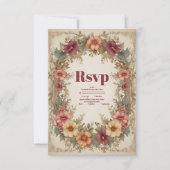 ビクトリアン華美フローラ結婚フレーム 出欠カード (正面)