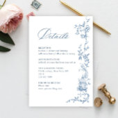 ビクトリアン華美フローラ結婚ブルー詳細 エンクロージャーカード