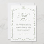 ビクトリアン華美フローラSage Green結婚の写真 サンキューカード (正面)