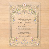 ビクトリアン華美猶予フローラ結婚枠 アクリル招待状 (正面)
