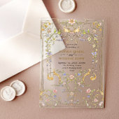 ビクトリアン華美猶予フローラ結婚枠 アクリル招待状