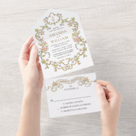 ビクトリアン華美猶予フローラ結婚枠 オールインワン招待状