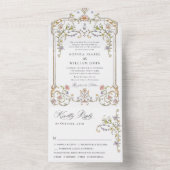 ビクトリアン華美猶予フローラ結婚枠 オールインワン招待状 (内側)