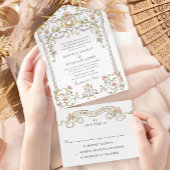 ビクトリアン華美猶予フローラ結婚枠 オールインワン招待状