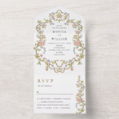 ビクトリアン華美猶予フローラ結婚枠 オールインワン招待状 (内側)