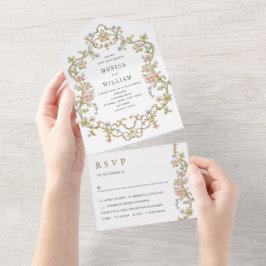 ビクトリアン華美猶予フローラ結婚枠 オールインワン招待状