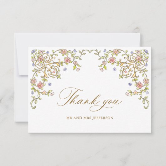 ビクトリアン華美猶予フローラ結婚枠 サンキューカード (正面)