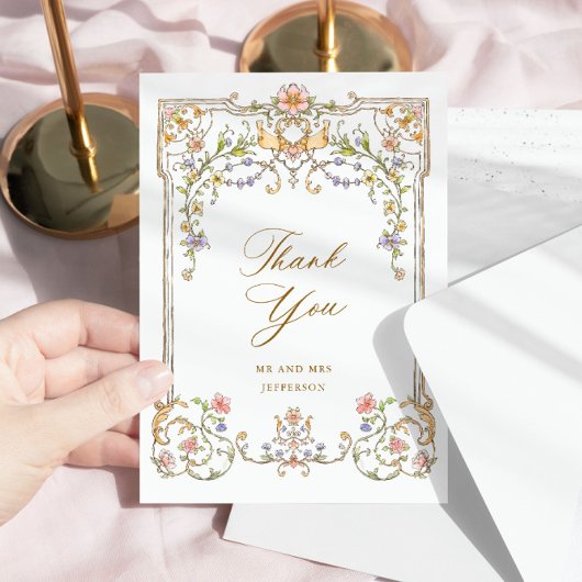 ビクトリアン華美猶予フローラ結婚枠 サンキューカード