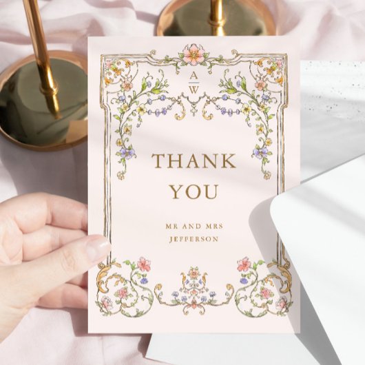 ビクトリアン華美猶予フローラ結婚枠 サンキューカード