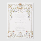 ビクトリアン華美猶予フローラ結婚枠 ベラム紙招待状 (正面)