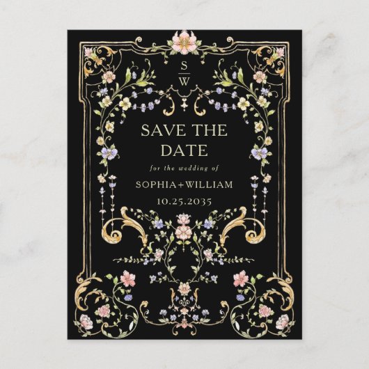 ビクトリアン華美猶予フローラ結婚枠 ポストカード (正面)