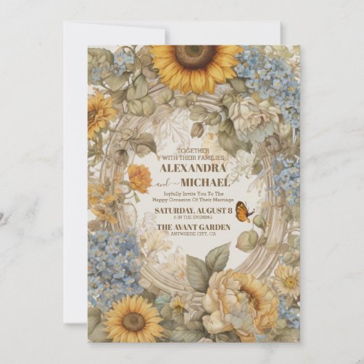 ビクトリアン華美猶予フローラ結婚枠 招待状 (正面)