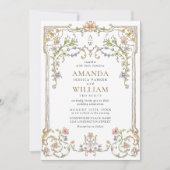 ビクトリアン華美猶予フローラ結婚枠 招待状 (正面)