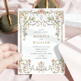 ビクトリアン華美猶予フローラ結婚枠 招待状
