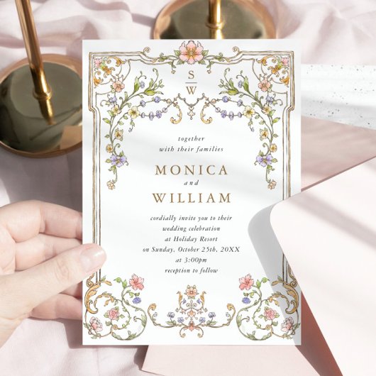 ビクトリアン華美猶予フローラ結婚枠 招待状