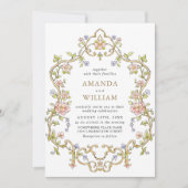ビクトリアン華美猶予フローラ結婚枠 招待状 (正面)