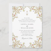ビクトリアン華美猶予フローラ結婚枠 招待状 (正面)
