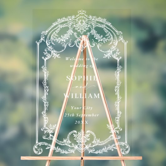 ビクトリアン華美結婚の歓迎結婚の アクリルサイン (ニュートラル)