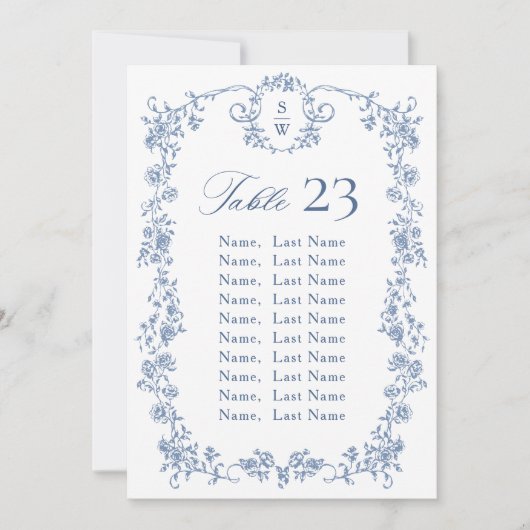 ビクトリアン華美Graceフローラシーティングチャートカード 招待状 (正面)