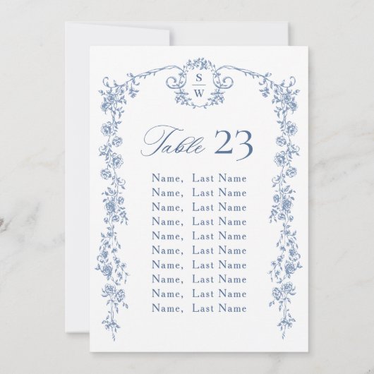 ビクトリアン華美Graceフローラシーティングチャートカード 招待状 (裏面)