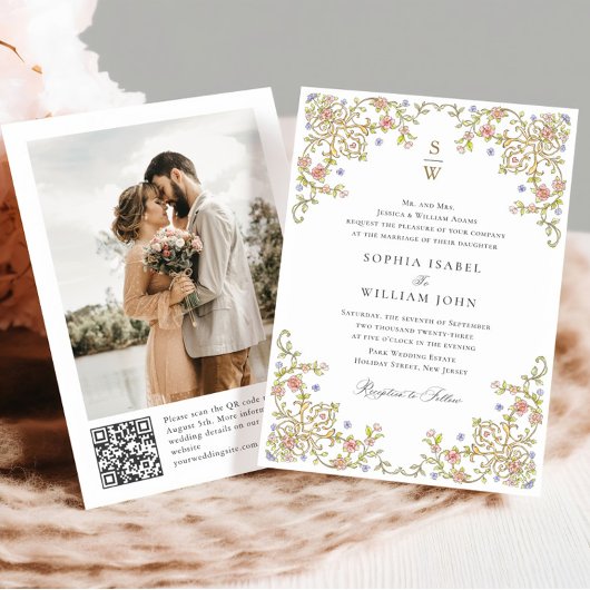 ビクトリアン華美Graceフローラ結婚フレーム 招待状