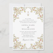 ビクトリアン華美Graceフローラ結婚フレーム 招待状 (正面)