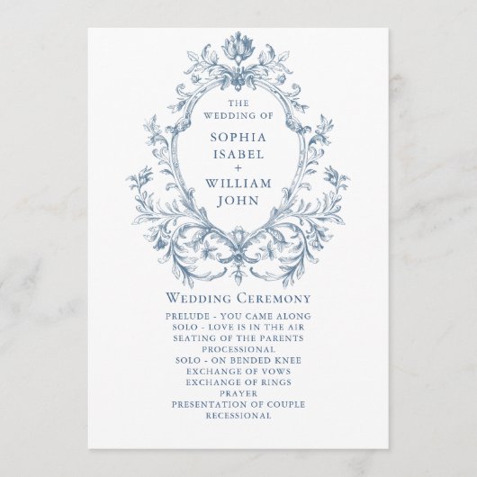 ビクトリアン華美Grace Dusty Blue結婚の式 プログラム (正面)
