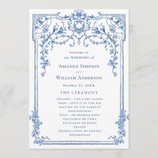 ビクトリアン華美Grace Dusty Blue結婚の式 プログラム (正面)