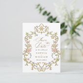 ビクトリアン華美Grace Wedding日付を保存 ポストカード (スタンド正面)