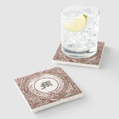 ビクトリアン葉モノグ縁どラム ストーンコースター (横)
