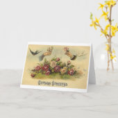 ビクトリアン誕生日グリーティングカード カード (黄色い花)
