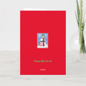 ビクトリアン調の家と雪のオールドファッションクリスマスシーン カード (裏面)