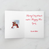 ビクトリアン調の家と雪のオールドファッションクリスマスシーン カード (内部)