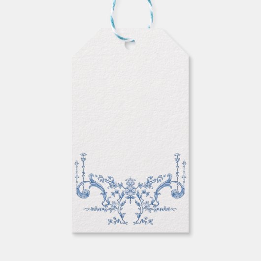ビクトリアン調ブルー豪華花嫁のシャワーパーティー ギフトタグ (裏面)