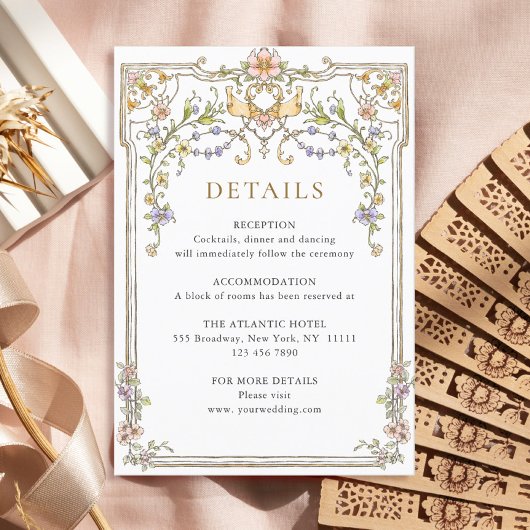 ビクトリアン調豪華な優雅さ花のウェディング　詳細 エンクロージャーカード