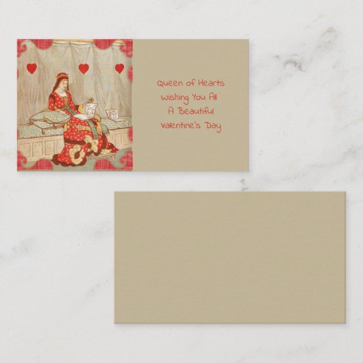 ビクトリアン赤いハートクイーンアートラブ ノートカード (正面/裏面)