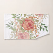 ビクトリアン赤面ピンクのバラの水彩画 バスタオルセット (ハンドタオル)