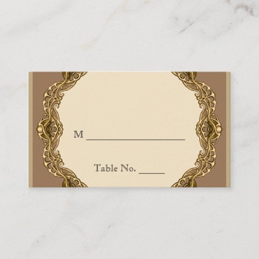 ビクトリアン金ゴールドの結婚座席表 プレイスカード (正面)