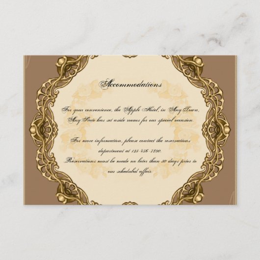 ビクトリアン金ゴールドの結婚挿入 エンクロージャーカード (正面)