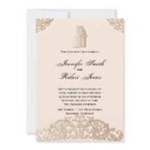 ビクトリアン金ゴールドフィリグレ結婚式招待状