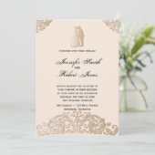 ビクトリアン金ゴールドフィリグレ結婚式招待状 招待状 (スタンド正面)