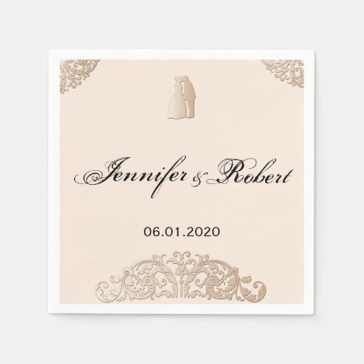 ビクトリアン金ゴールドフィ結婚リグリー スタンダードカクテルナプキン (正面)