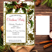 ビクトリアン金ゴールドフレレースのようームとホリークリスマスパーティー 招待状