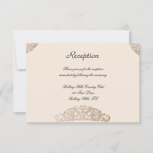 ビクトリアン金ゴールド映画ウェディングレセプション 招待状 (正面)