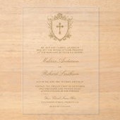 ビクトリアン金ゴールド結婚カトリック アクリル招待状 (正面)