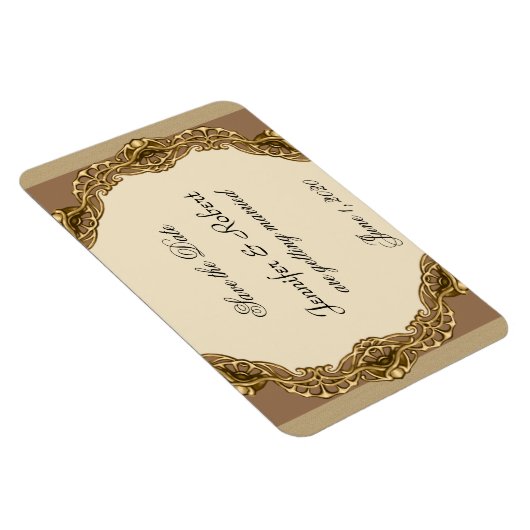 ビクトリアン金ゴールド結婚式のフレーム日付の保存 マグネット (右側)